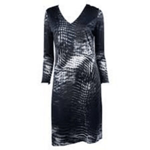 Gucci X Tom Ford Vintage S/S 2000 Abstract Print Long Sleeve V Neck Dress SZ 42